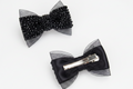 Pair of Black Sequined Shiny Satin Shoe Charms