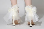 Elegant White Satin Wedding Lolita Shoes with Pearl Strap