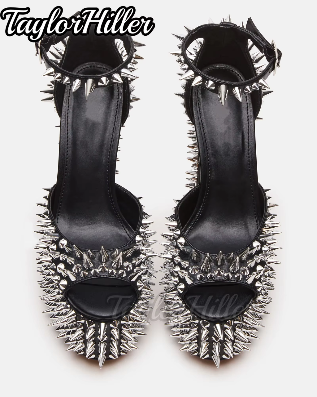 Deluxe Full Rivet Spikes Goth Punk High Heel Shoes