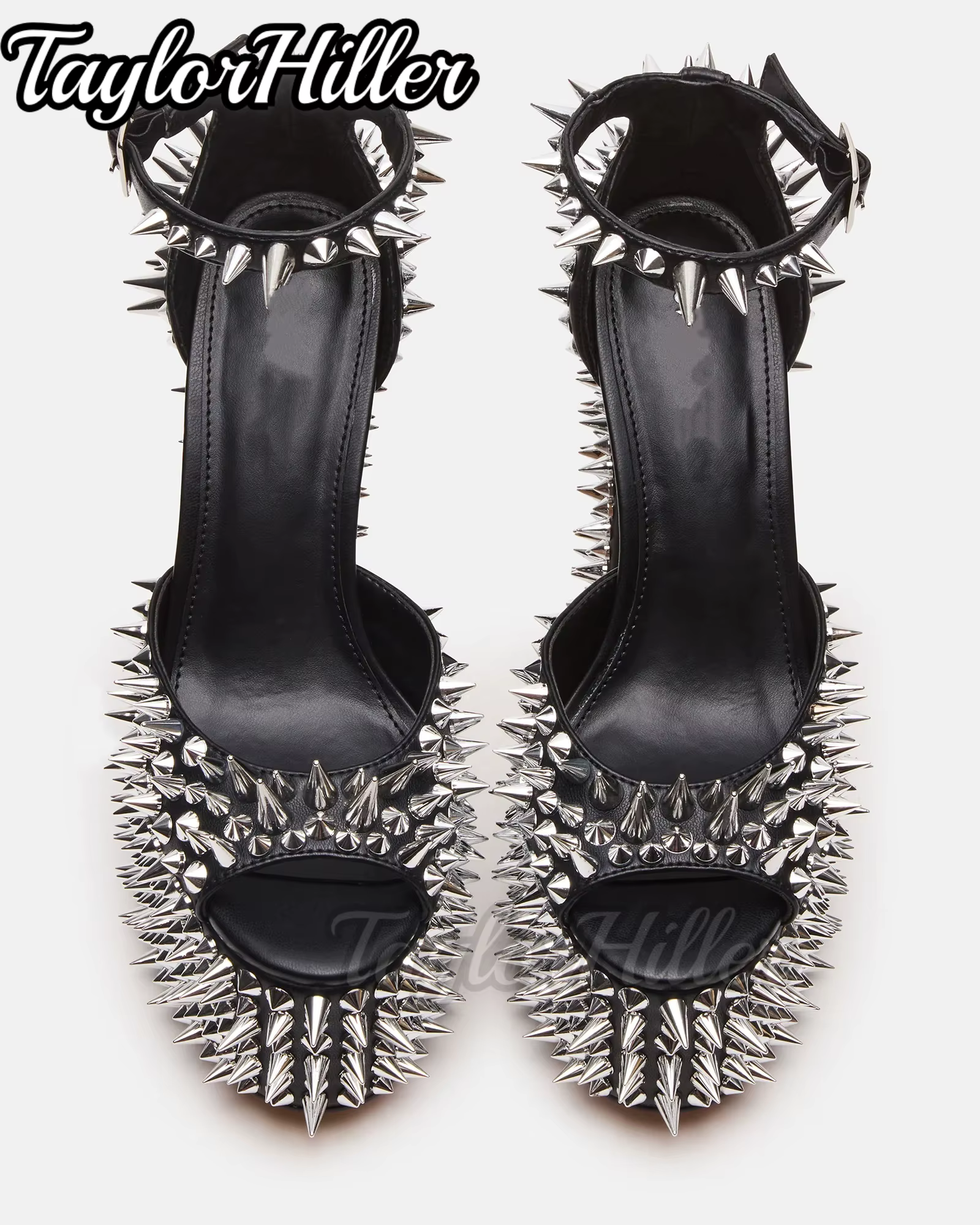 Deluxe Full Rivet Spikes Goth Punk High Heel Shoes