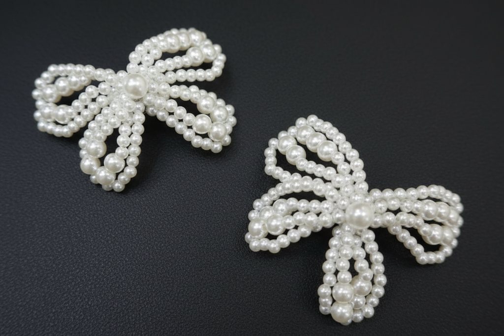 Pair of High End Pure Pearl Wedding Shoe Charm Bows