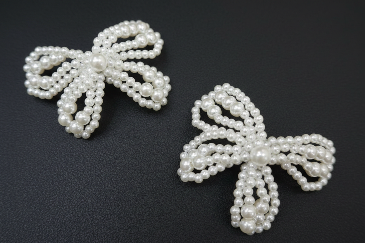 Pair of High End Pure Pearl Wedding Shoe Charm Bows