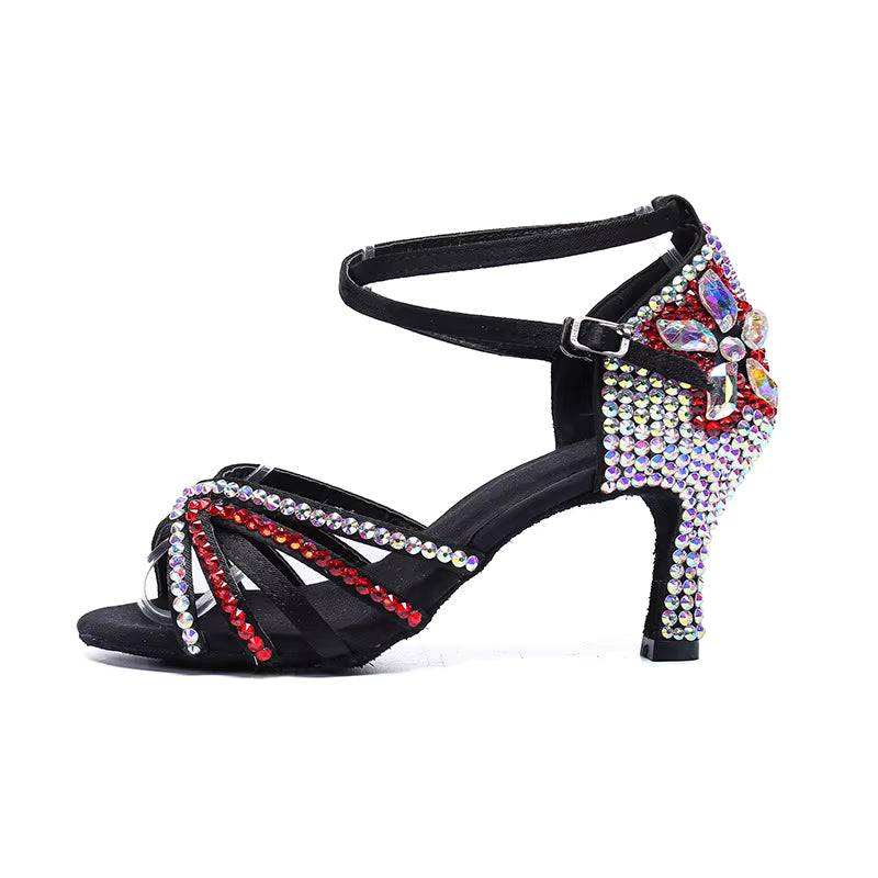 Sequined Mid Heel Dance Shoes Salsa Ballroom Latin