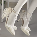 Deluxe High Heel White Satin Jewlled Wedding Shoes
