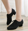 Professional Black Lace Up Dance Shoes with Square Heel