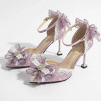 Purple Lilac Lolita Heels with Bows & Jewels