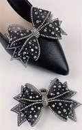 Black & Diamante Sparkly Pair of Shoe Bow Charms