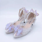 Lavender Light Purple High Heel Lolita Pumps with Anklet