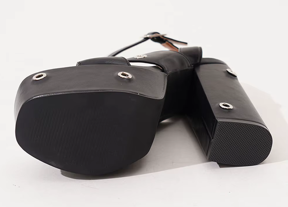 Black Cross Strap Goth Y2K Platform Sandals Shoes