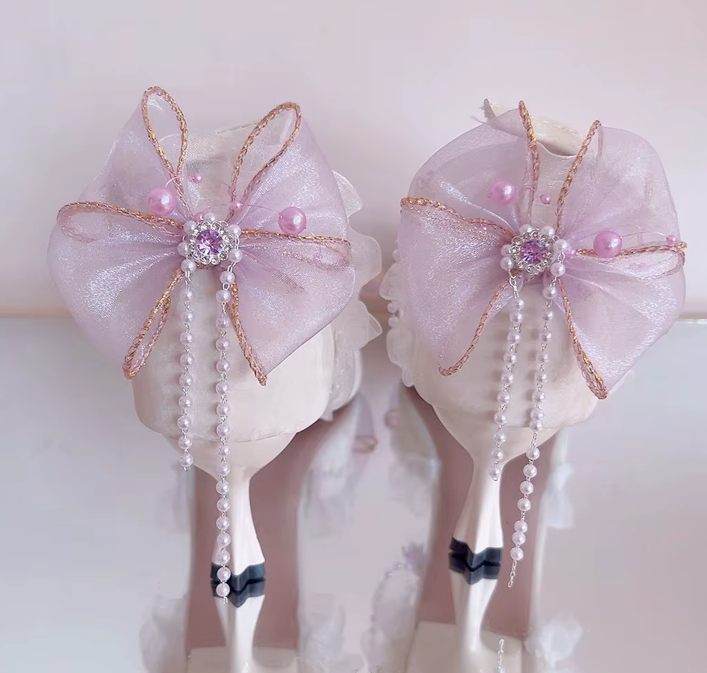 Lavender Light Purple High Heel Lolita Pumps with Anklet