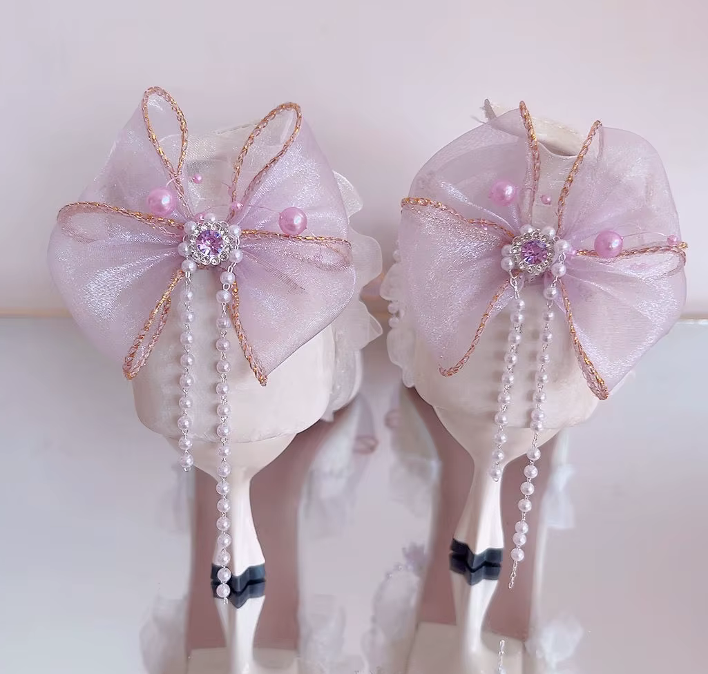 Lavender Light Purple High Heel Lolita Pumps with Anklet