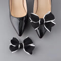 Pair of Black & White Clip On Shoe Charms Bows