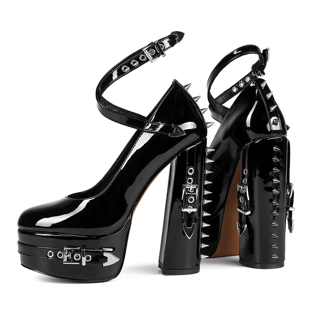 Black 14cm High Heel Goth Y2K Platform Shoes