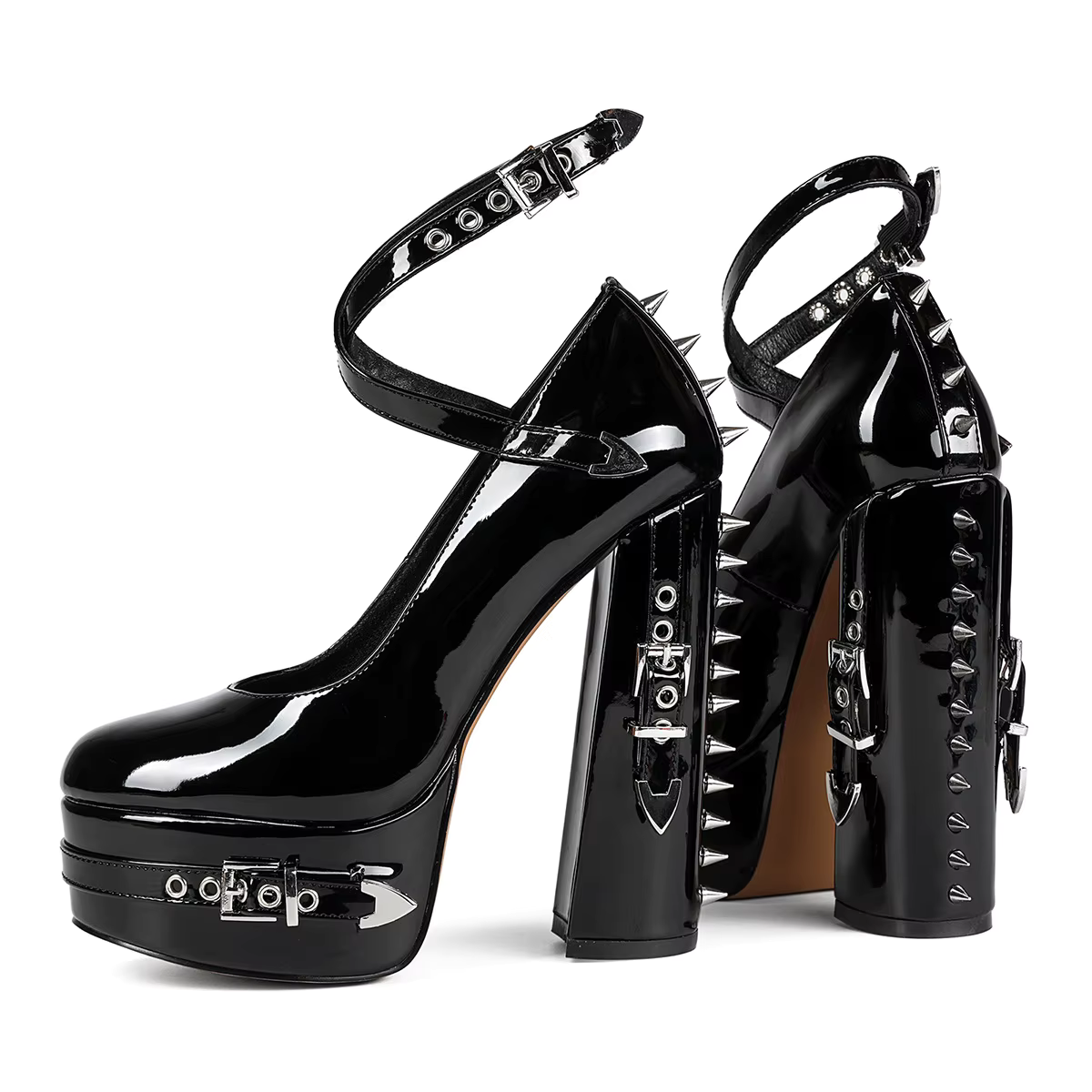 Black 14cm High Heel Goth Y2K Platform Shoes