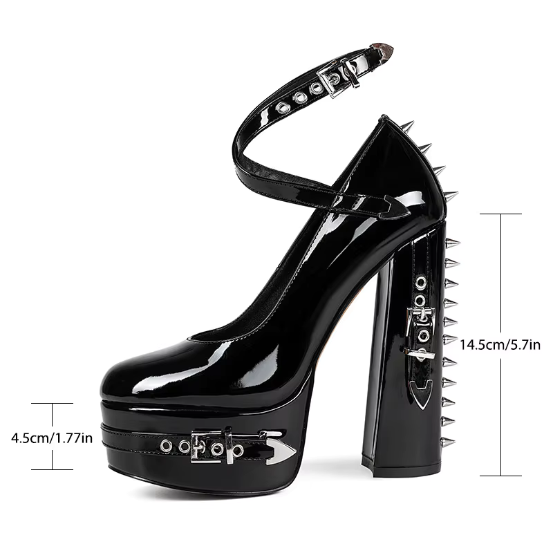 Black 14cm High Heel Goth Y2K Platform Shoes