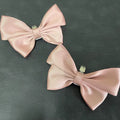 Pair of High End Satin Clip on Shoe Charms in Pink, Ivory & Blue