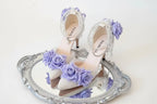 White Lolita Wedding Shoes with Lilac Purple Roses & Pearls