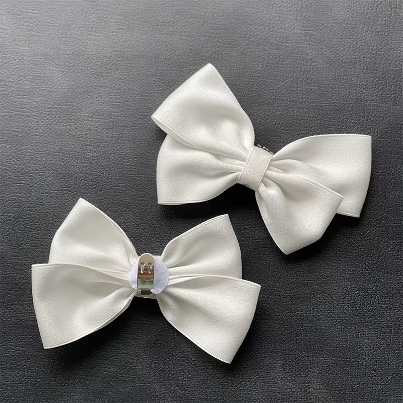 Pair of Bowtie Satin Shoe Charms in Black or White