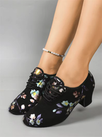 Modern Black Dance Shoes Trainers with Floral Print