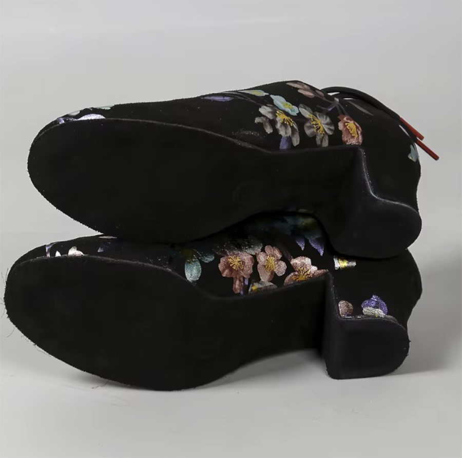 Modern Black Dance Shoes Trainers with Floral Print
