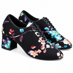 Modern Black Dance Shoes Trainers with Floral Print