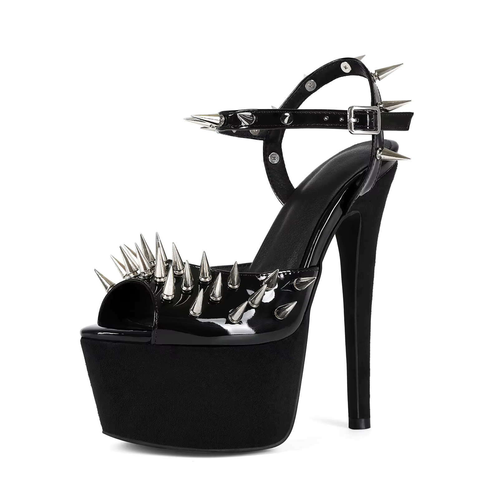 Black 16cm High Heel Goth Punk Platform Stiletto Shoes
