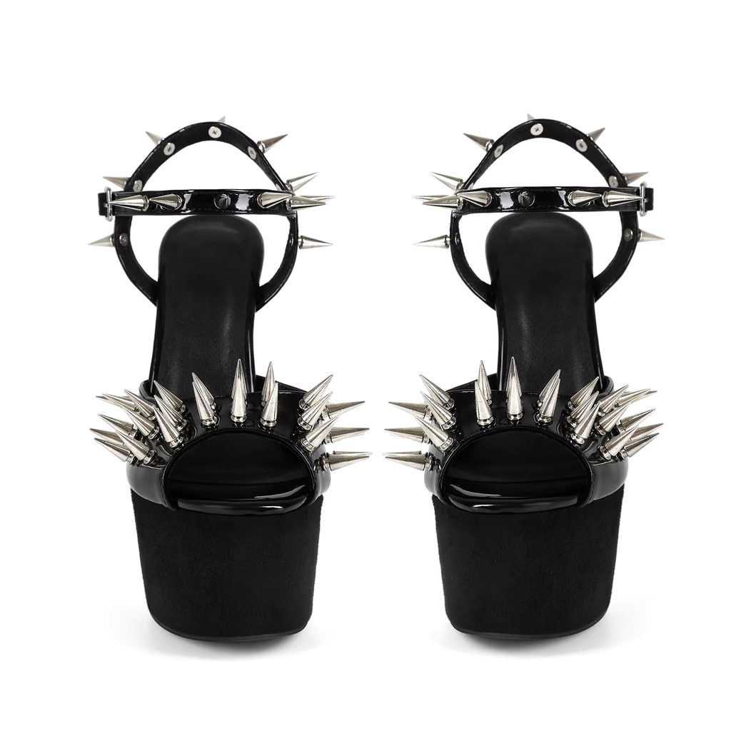 Black 16cm High Heel Goth Punk Platform Stiletto Shoes