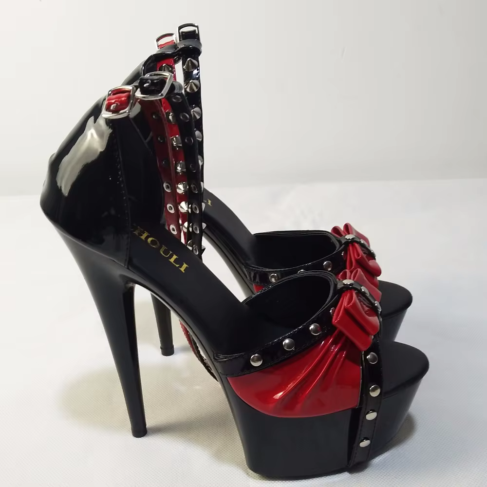 Black & Red Dramatic Stiletto Heels Goth Y2K Shoes