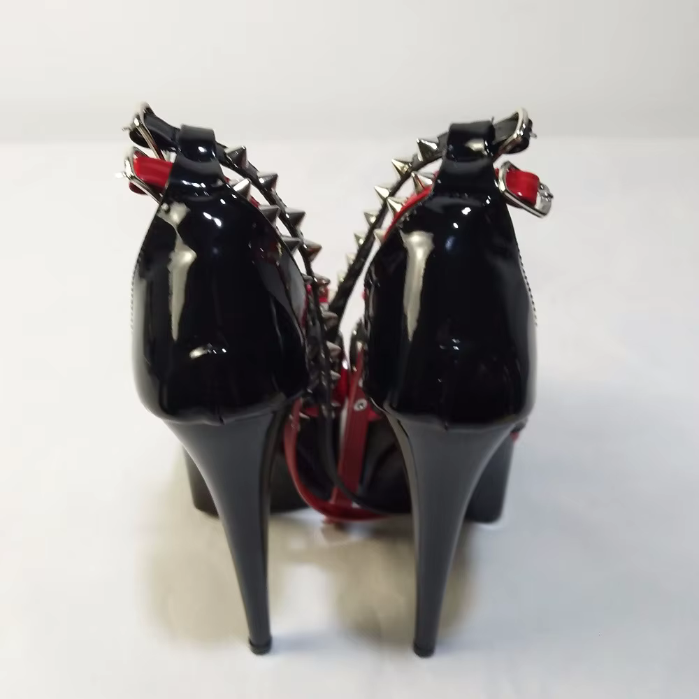 Black & Red Dramatic Stiletto Heels Goth Y2K Shoes