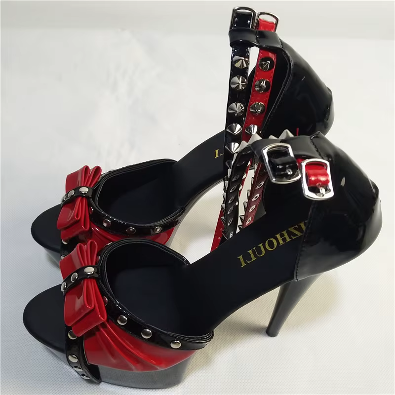 Black & Red Dramatic Stiletto Heels Goth Y2K Shoes
