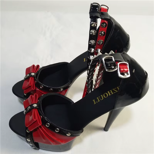 Black & Red Dramatic Stiletto Heels Goth Y2K Shoes