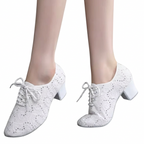 White Modern Lace Up Dance Shoes with Flexible Sole