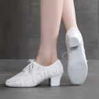 White Modern Lace Up Dance Shoes with Flexible Sole