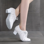 White Modern Lace Up Dance Shoes with Flexible Sole