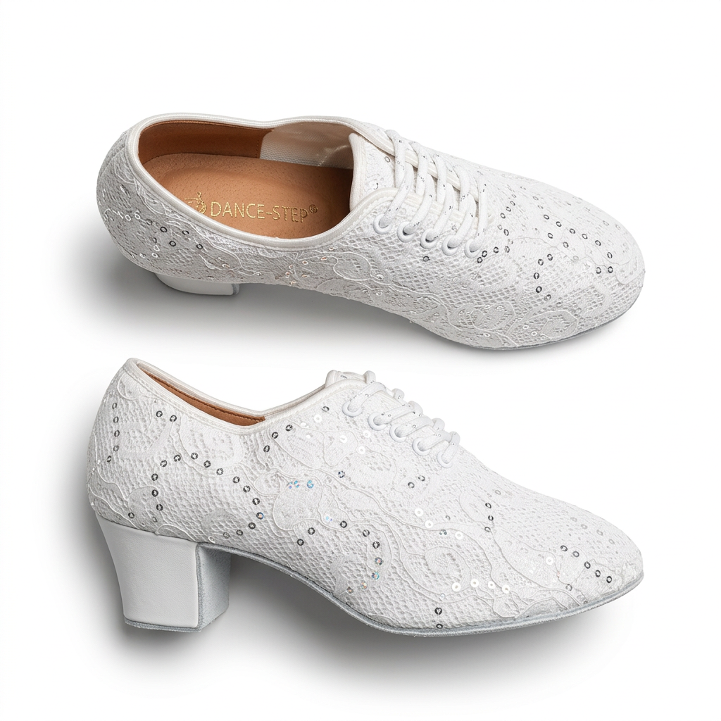 White Modern Lace Up Dance Shoes with Flexible Sole