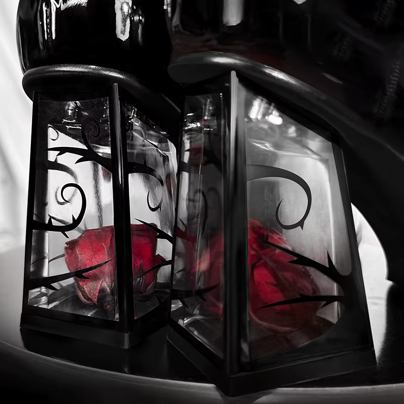Black & Red Red Rose Heeled Platform Shoes Goth Y2K