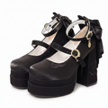 Black Ribbon Heeled Mary Jane Platform Shoes Goth Y2K