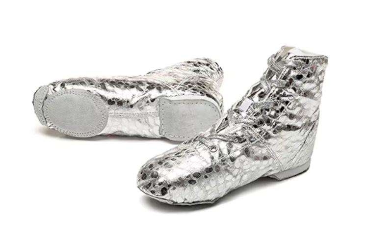 Shiny Gold or Silver Soft Split Sole Dance Boots Shoes