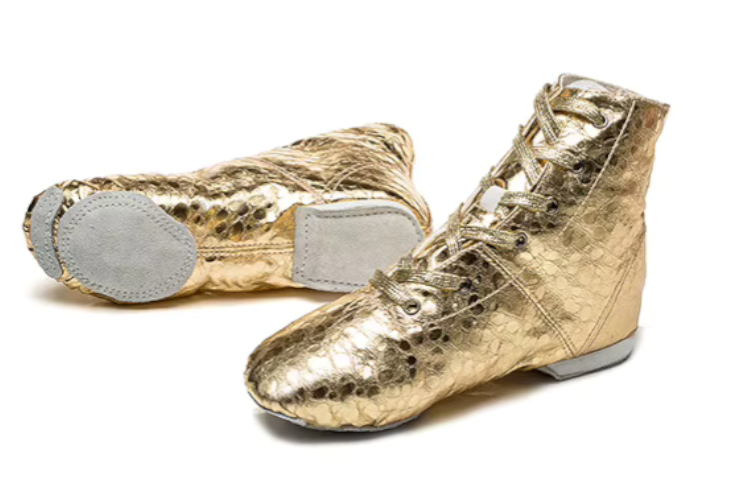 Shiny Gold or Silver Soft Split Sole Dance Boots Shoes