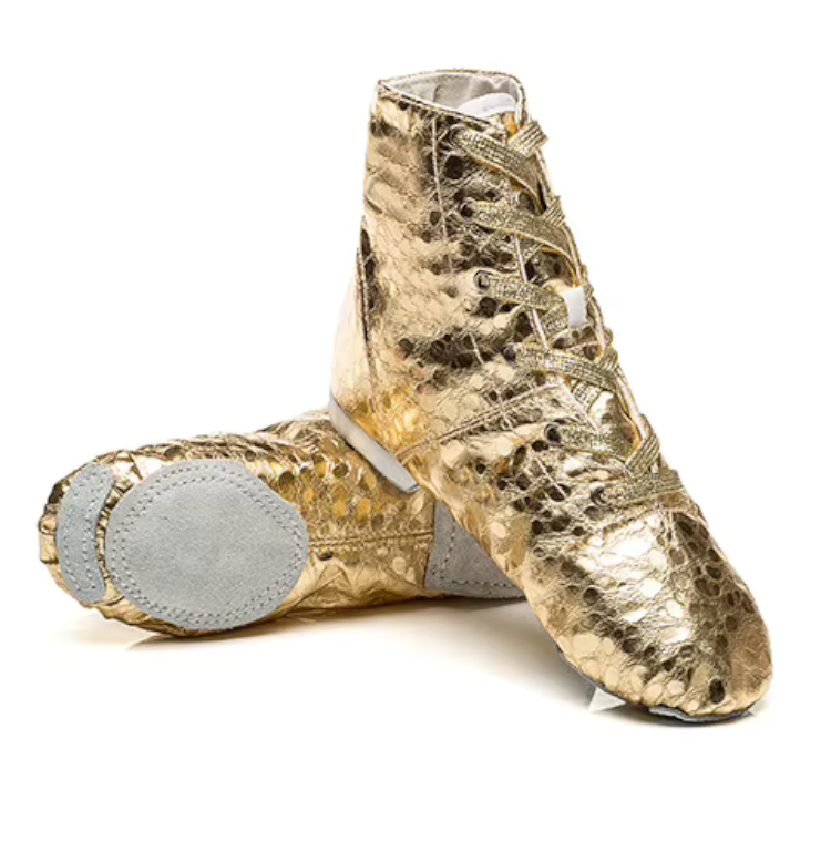 Shiny Gold or Silver Soft Split Sole Dance Boots Shoes