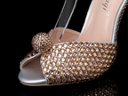 Peep Toe 11cm Stiletto Heel Gold Rhinestone Pumps