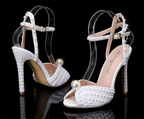 Luxury 11cm High Heel White Pearl Pumps Wedding Heels