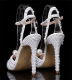 Luxury 11cm High Heel White Pearl Pumps Wedding Heels