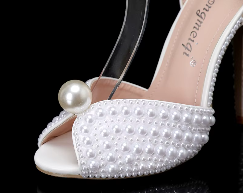 Luxury 11cm High Heel White Pearl Pumps Wedding Heels