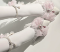 White Wedding Embellished Stiletto Heels with Blue or Pink Decal