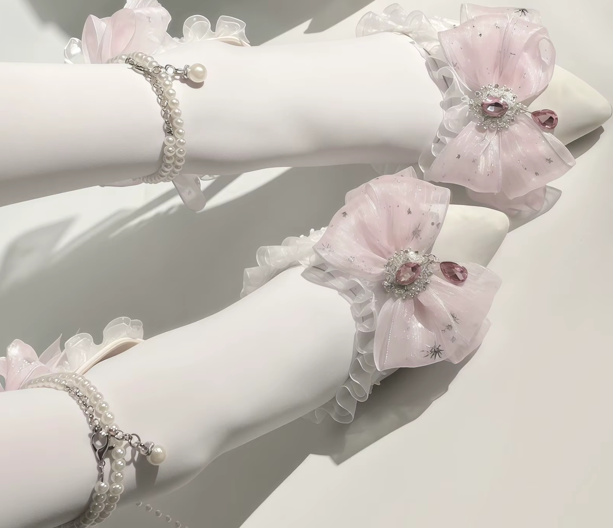White Wedding Embellished Stiletto Heels with Blue or Pink Decal