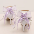 Luxury Lolita White Wedding Heels with Pink or Purple Decal