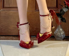 Red Luxury Stiletto Heel Pumps with Gold Butterfly & Silver Charms