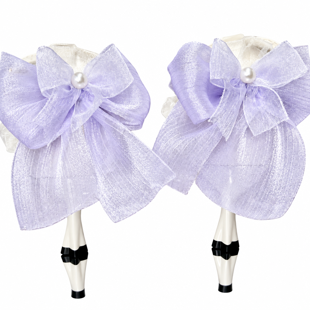 Embellished White Lolita Pumps with Lilac Bows & Jewels
