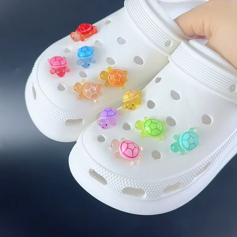 Pack of 4 CROC Charms Cute Glow in the Dark Turtles